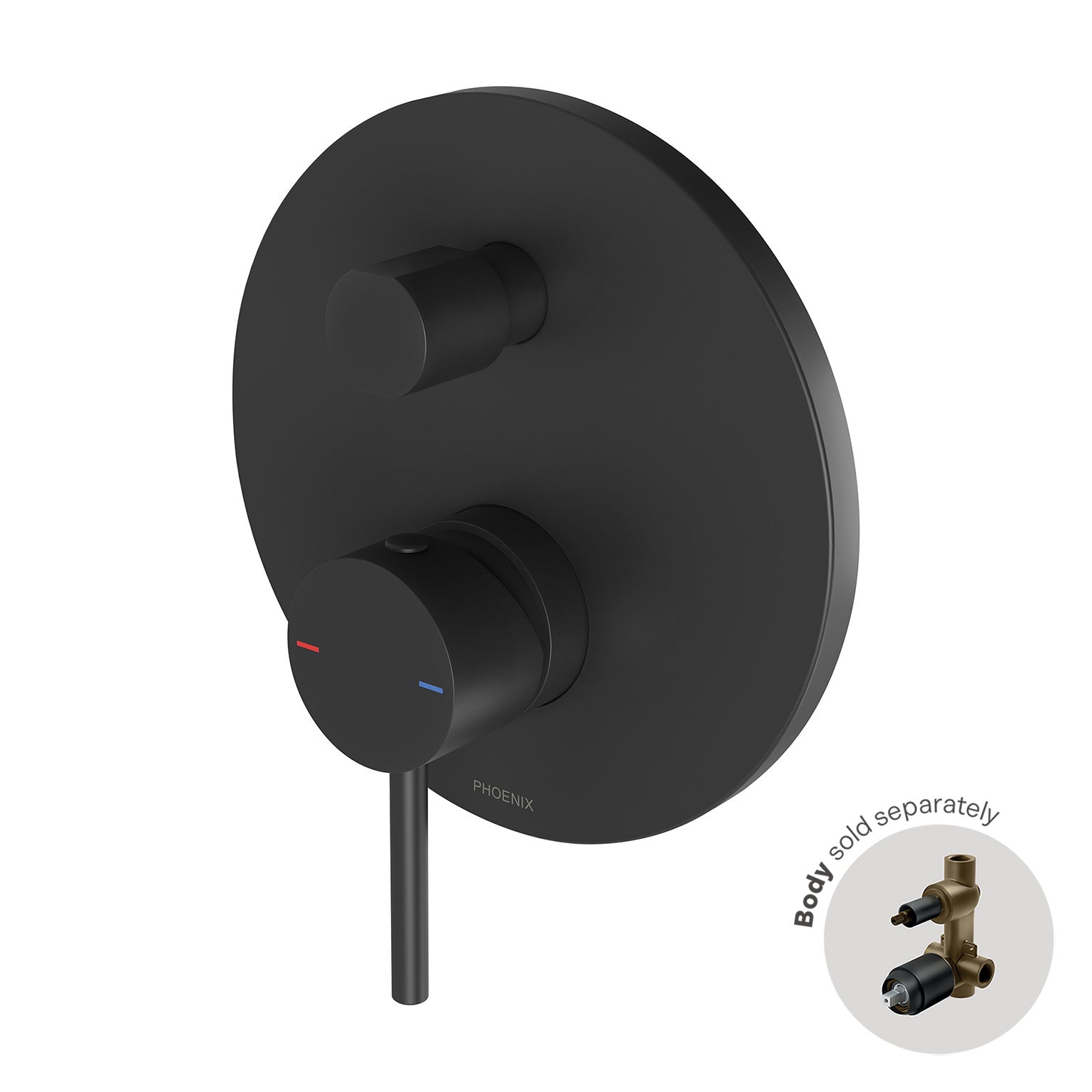 Phoenix Pina Shower / Bath Diverter Mixer Trim Kit Only, Matte Black