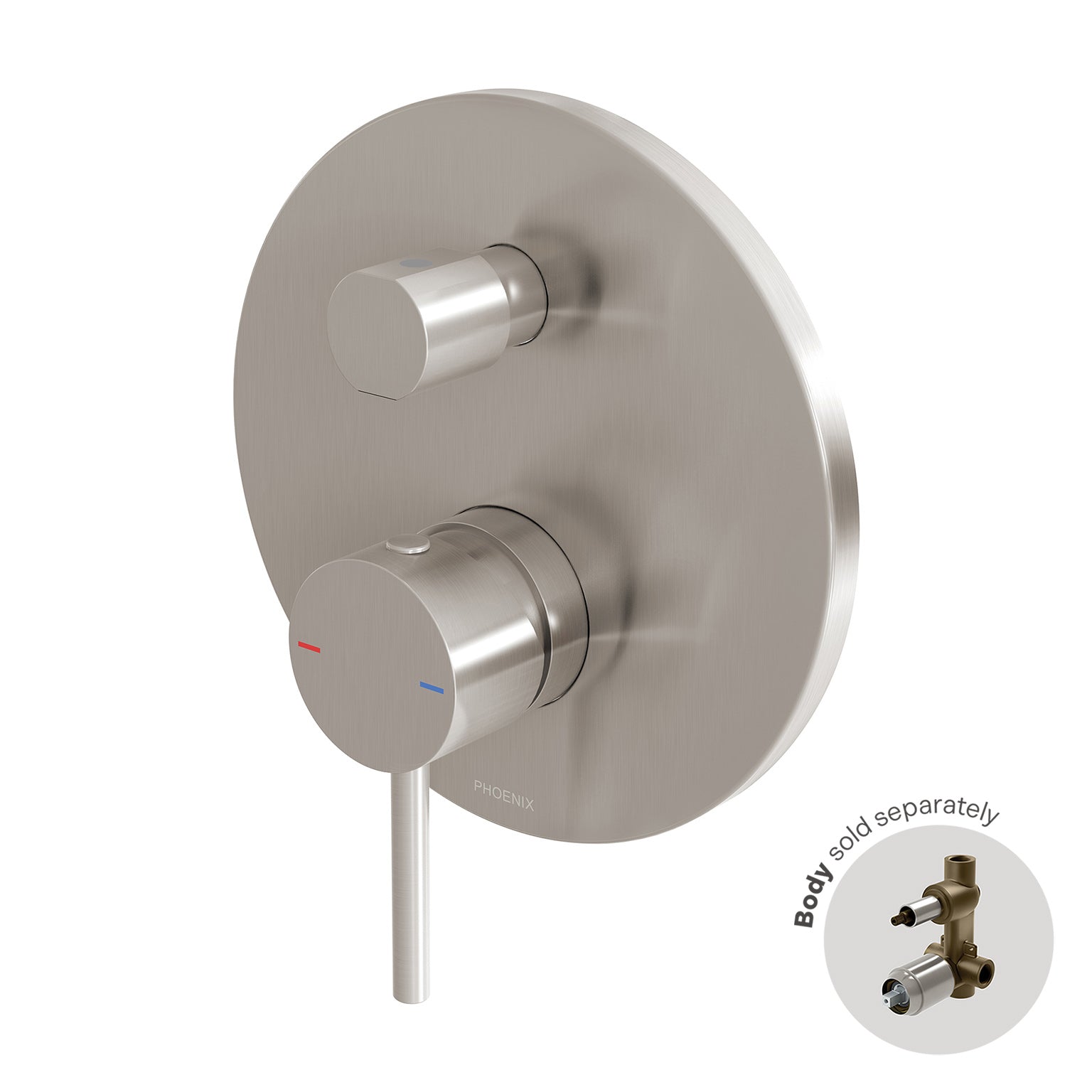 Phoenix Pina Shower / Bath Diverter Mixer Trim Kit Only, Brushed Nickel
