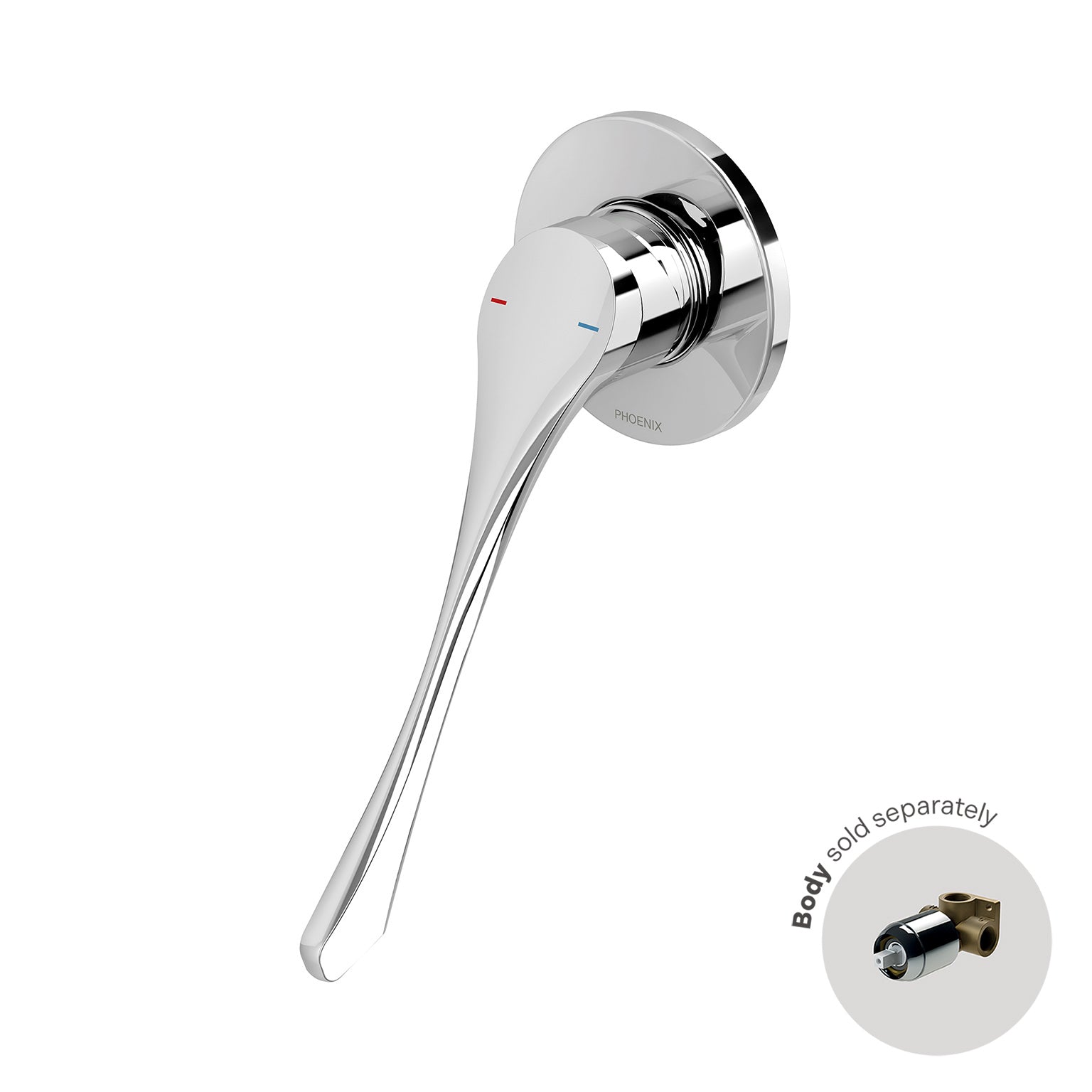 Phoenix Ivy MKII Extended Handle Shower / Wall Mixer Trim Kit, Chrome