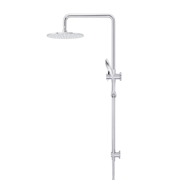 Meir Round Combination Shower Rail 300mm Rose, Three Function Hand Shower, Polished Chrome
