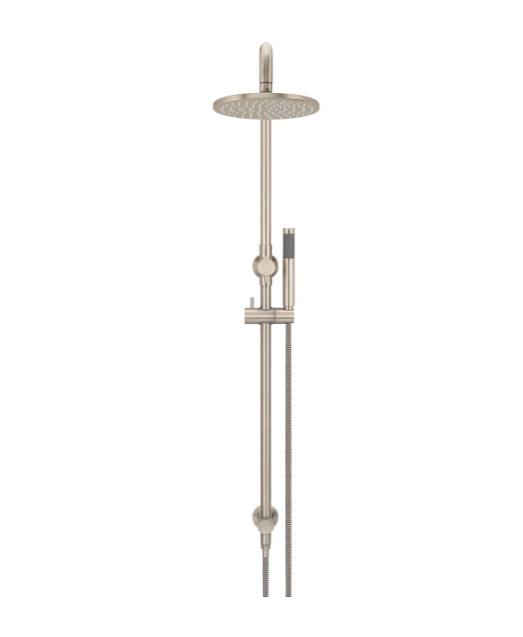 Meir Round Combination Shower Rail 200mm Rose, Single Function Hand Shower, Champagne