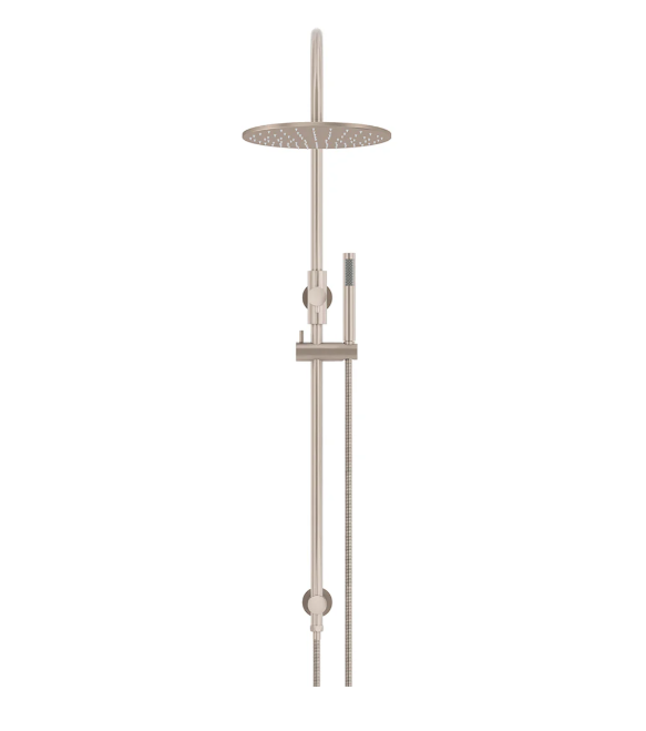 Meir 300mm Round Gooseneck Overhead Shower Set, Single Function Hand Shower, Champagne