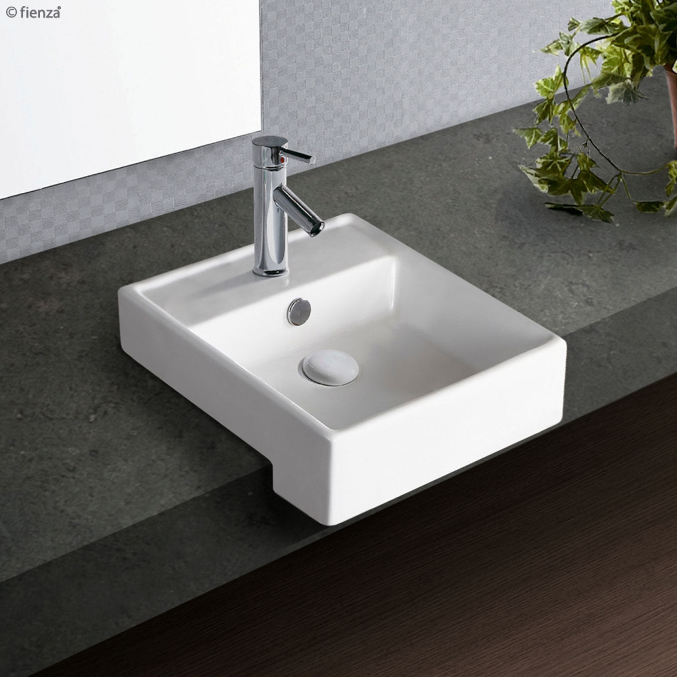 Fienza Helen Junior Semi-Recessed Basin 415 x 410mm, Gloss White
