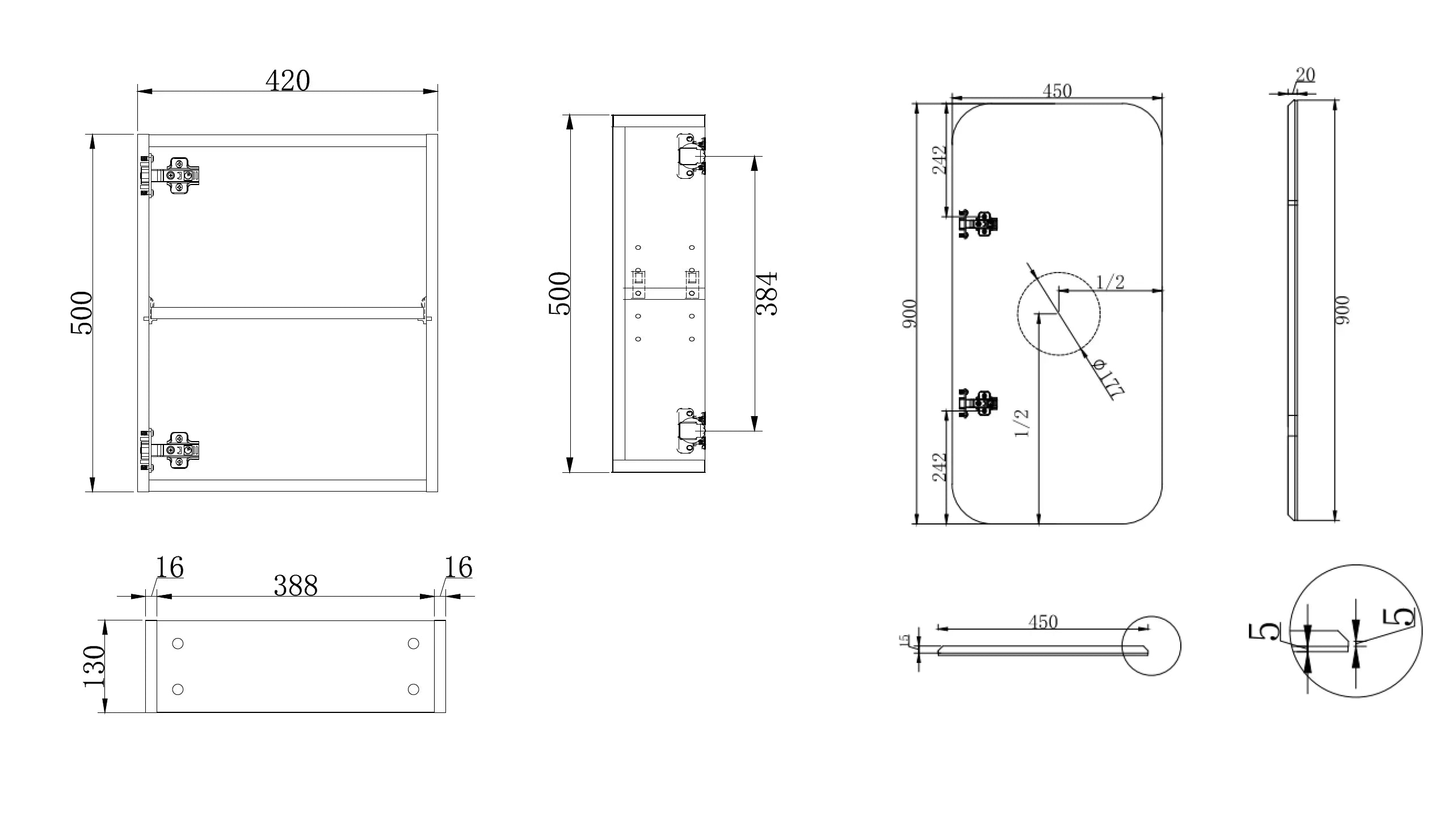 Cassa Design Rec 900x450mm Shaving Cabinet  Matte White