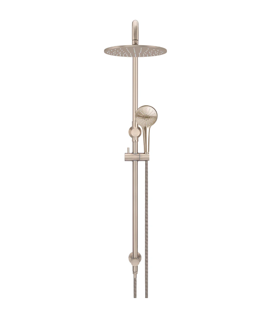 Meir Round Combination Shower Rail 300mm Rose, Three Function Hand Shower, Champagne