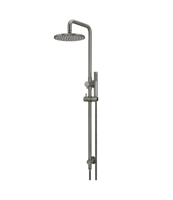 Meir Round Combination Shower Rail 200mm Rose, Single Function Hand Shower, Shadow