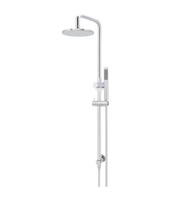 Meir Round Combination Shower Rail 200mm Rose, Single Function Hand Shower, Polished Chrome
