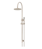 Meir 200mm Round Gooseneck Overhead Shower Set, Single Function Hand Shower, Champagne