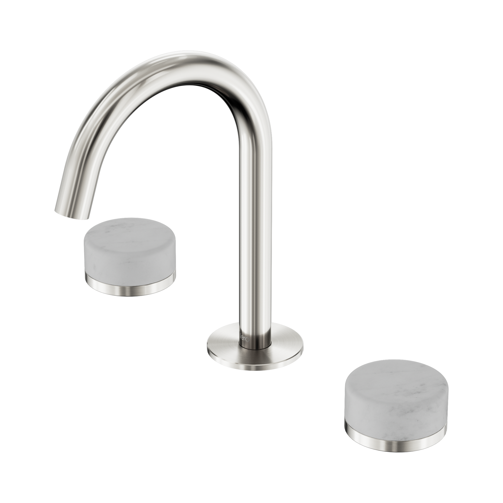 Nero Serenity Basin Set Arc Spout With Carrara Handle, Brushed Nickel