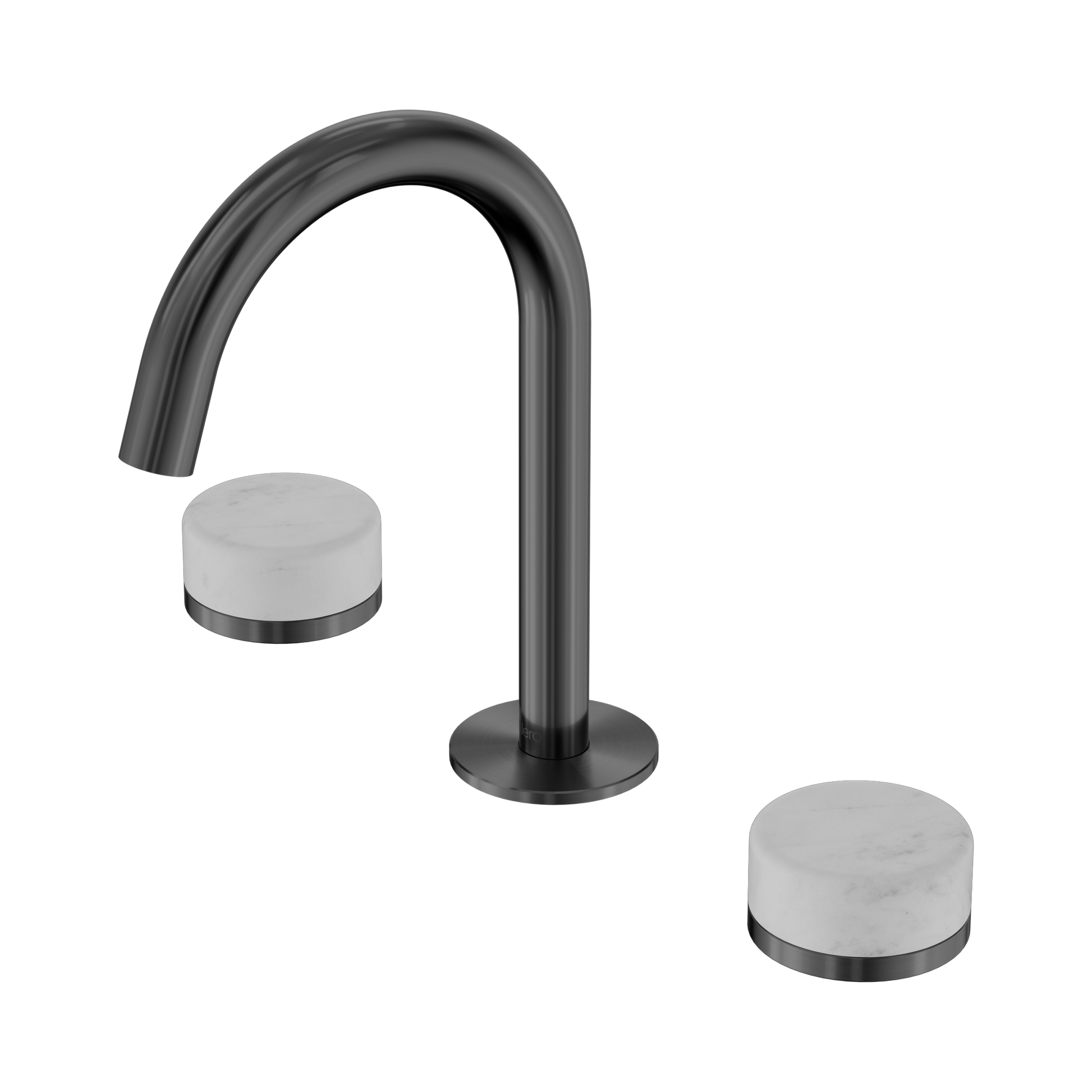 Nero Serenity Basin Set Arc Spout With Carrara Handle, Gun Metal