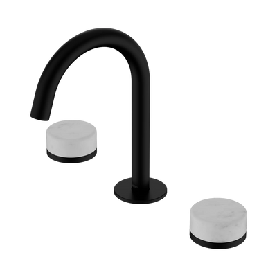 Nero Serenity Basin Set Arc Spout With Carrara Handle, Matte Black