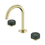 Nero Serenity Basin Set Arc Spout With Verde Alpi Handle, Brushed Gold