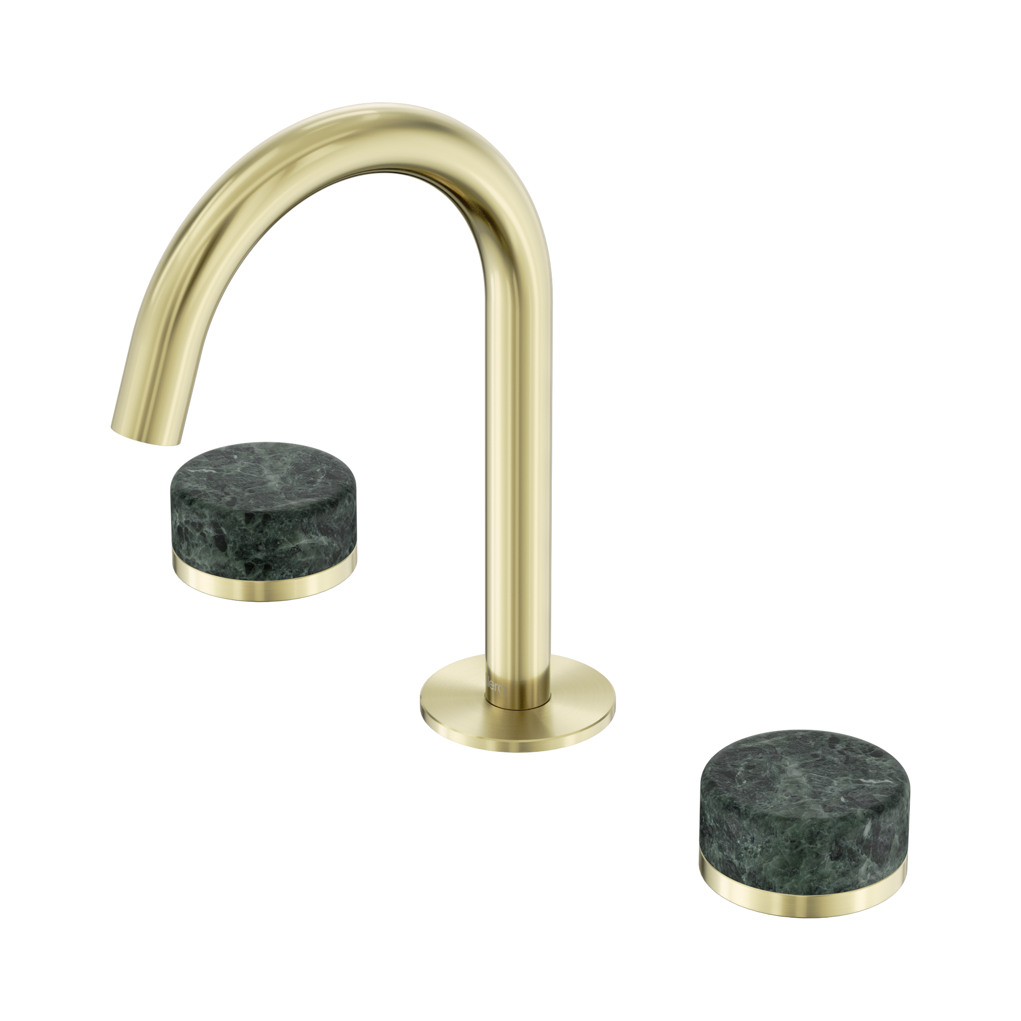 Nero Serenity Basin Set Arc Spout With Verde Alpi Handle, Brushed Gold