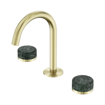 Nero Serenity Basin Set Arc Spout With Verde Alpi Handle, Brushed Gold