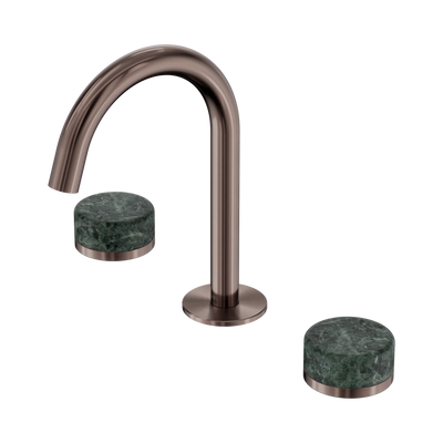 Nero Serenity Basin Set Arc Spout With Verde Alpi Handle, Brushed Bronze
