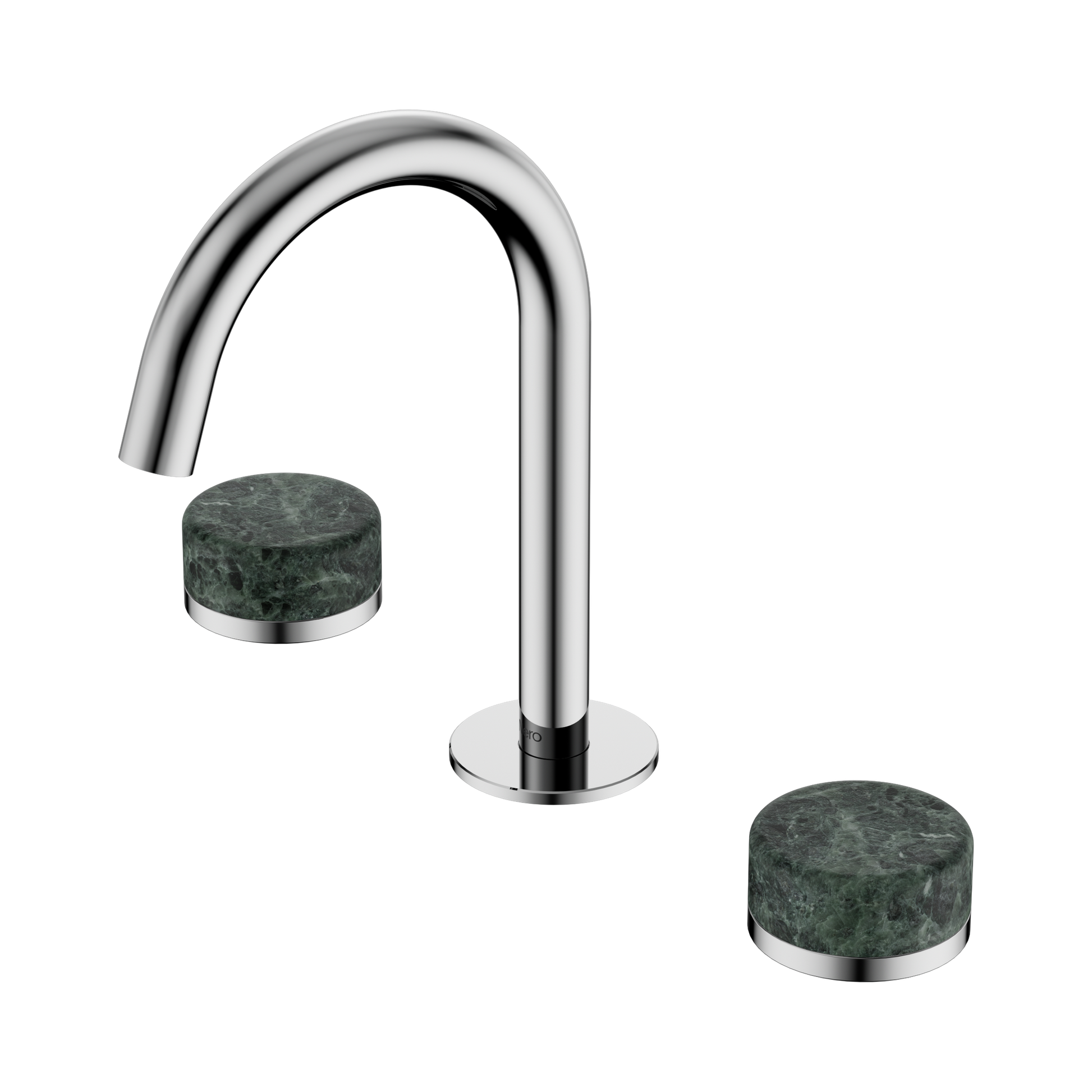 Nero Serenity Basin Set Arc Spout With Verde Alpi Handle, Chrome