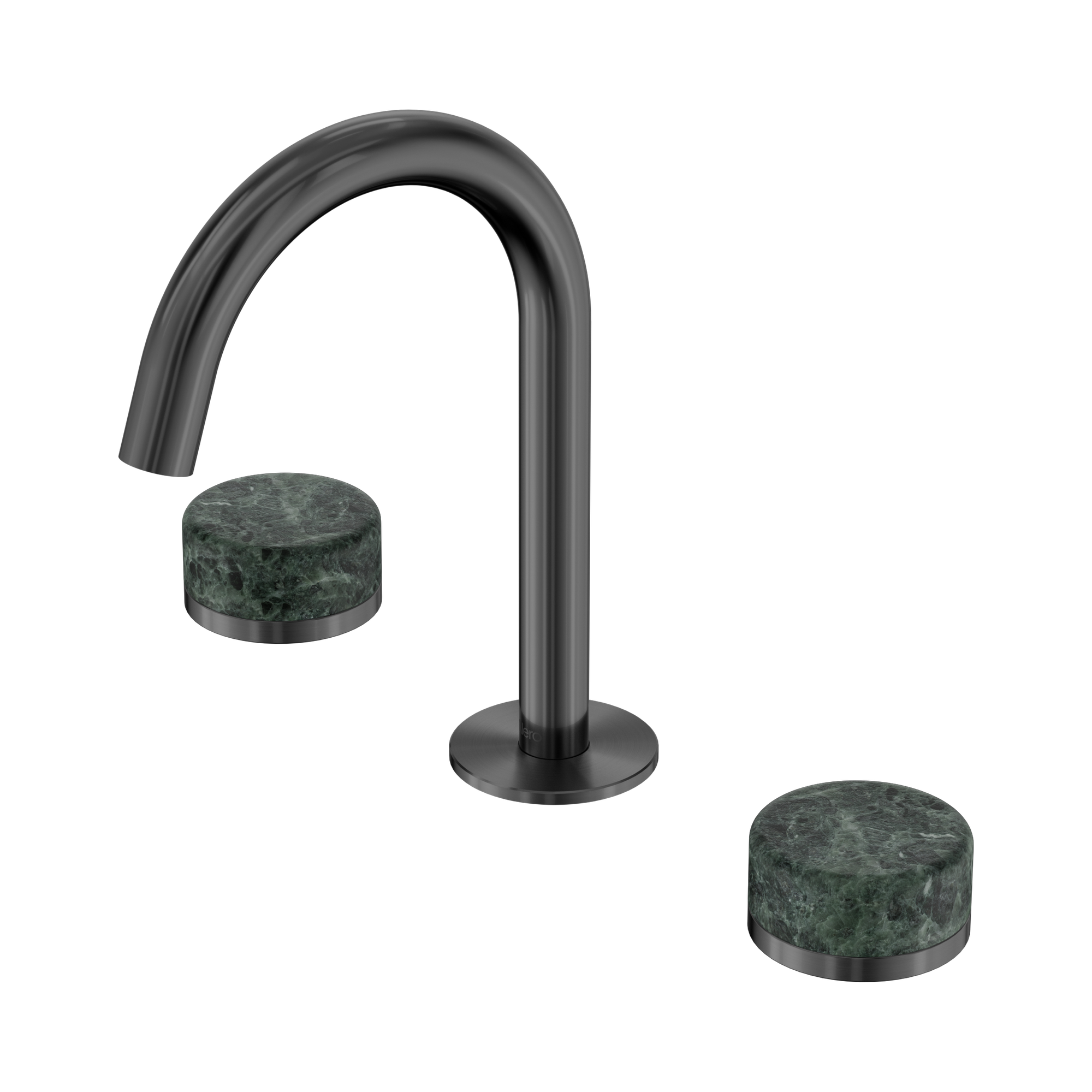 Nero Serenity Basin Set Arc Spout With Verde Alpi Handle, Gun Metal