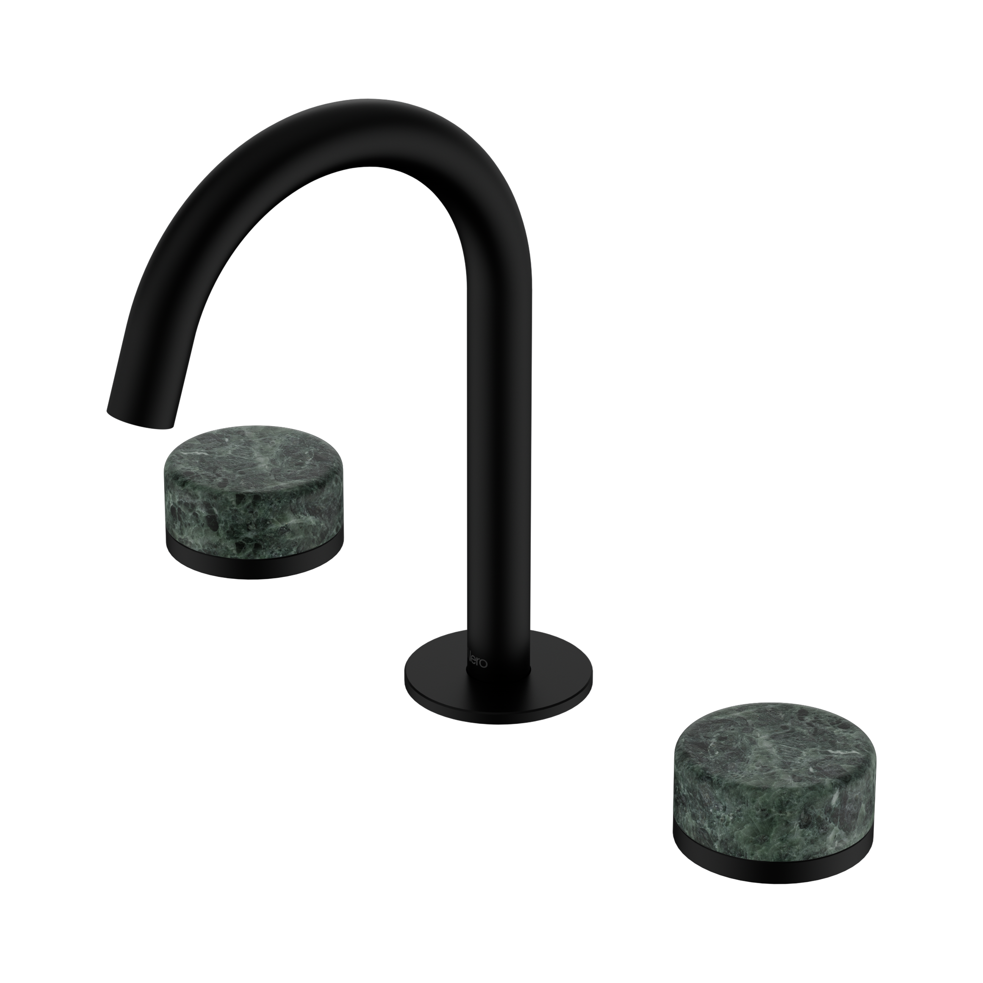 Nero Serenity Basin Set Arc Spout With Verde Alpi Handle, Matte Black