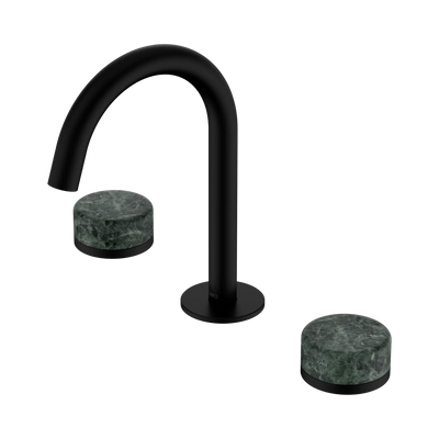 Nero Serenity Basin Set Arc Spout With Verde Alpi Handle, Matte Black