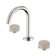 Nero Serenity Basin Set Arc Spout With Rome Travertine Handle, Brushed Nickel