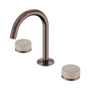 Nero Serenity Basin Set Arc Spout With Rome Travertine Handle, Brushed Bronze