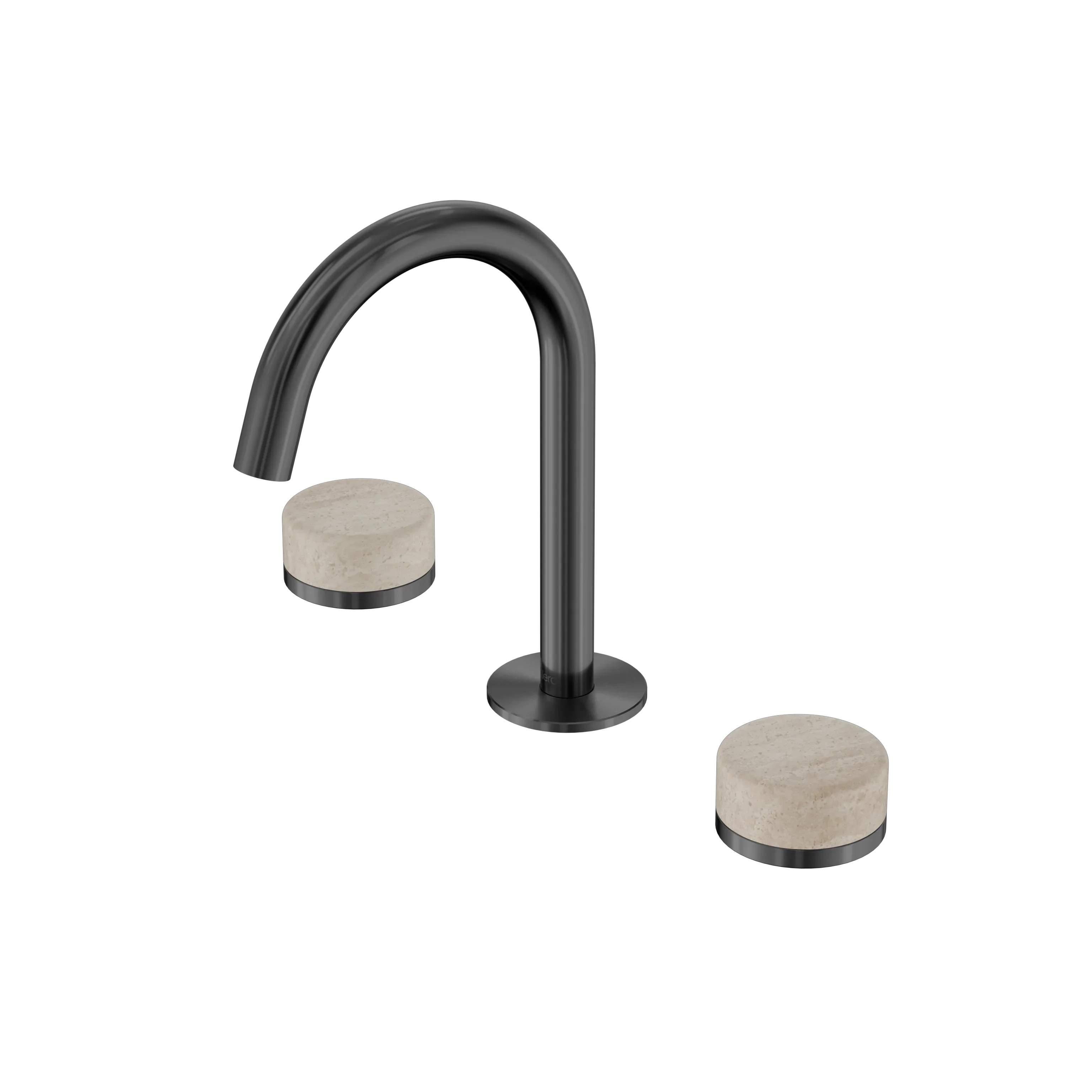 Nero Serenity Basin Set Arc Spout With Rome Travertine Handle