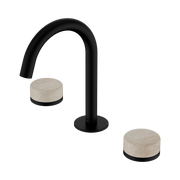Nero Serenity Basin Set Arc Spout With Rome Travertine Handle, Matte Black