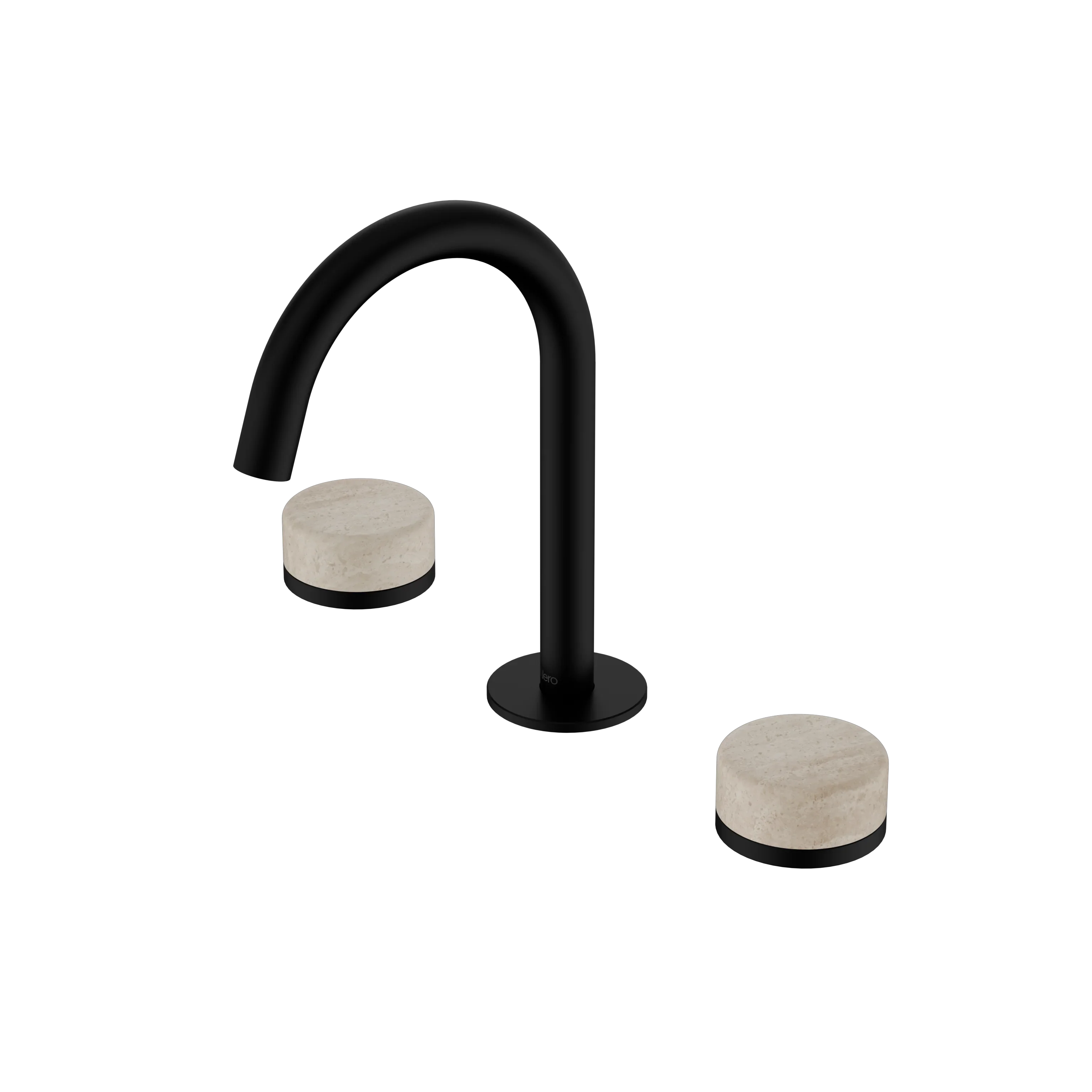 Nero Serenity Basin Set Arc Spout With Rome Travertine Handle