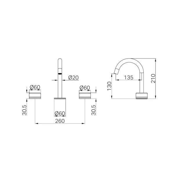 Nero Serenity Basin Set Arc Spout With Arabescato Corchia Handle
