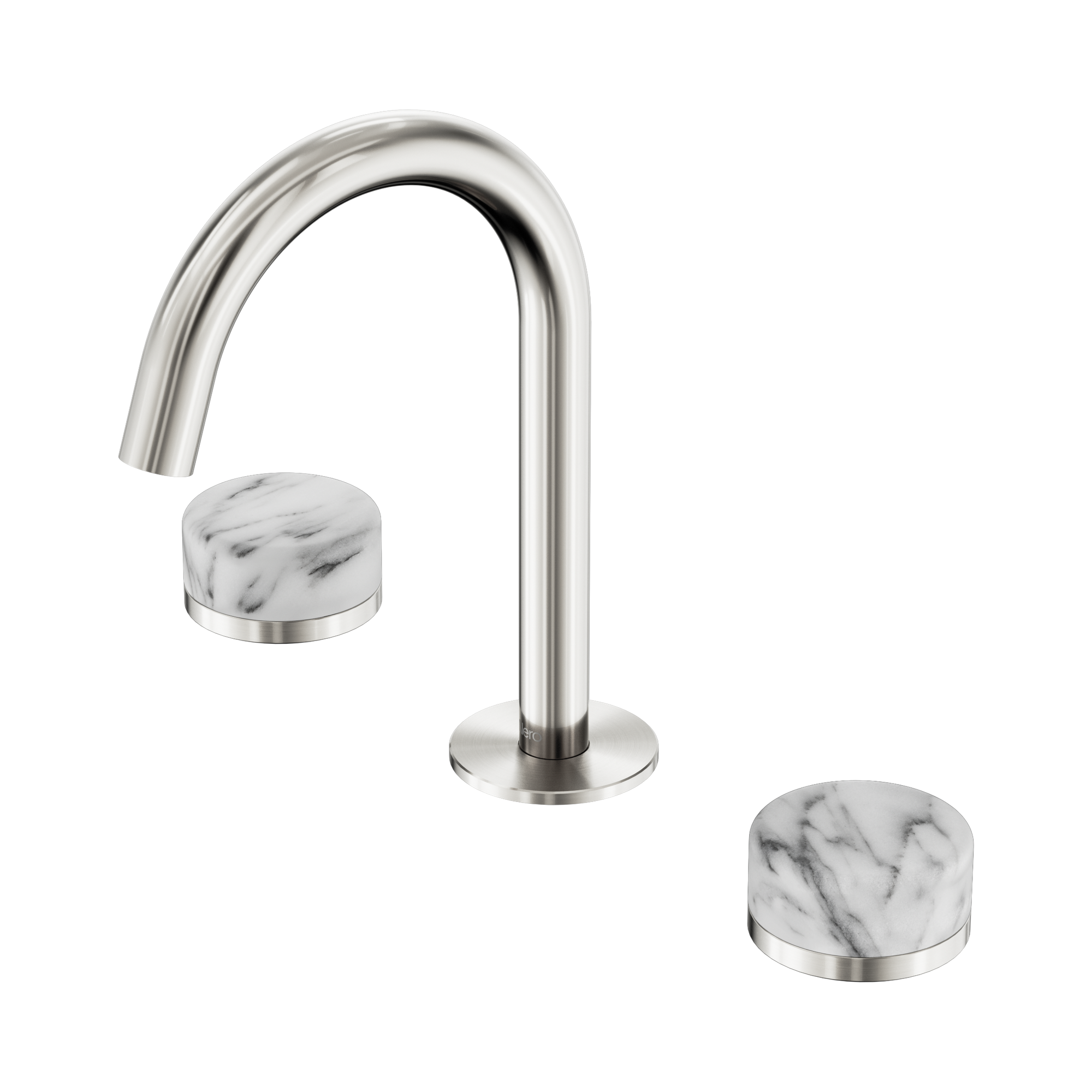 Nero Serenity Basin Set Arc Spout With Arabescato Corchia Handle, Brushed Nickel