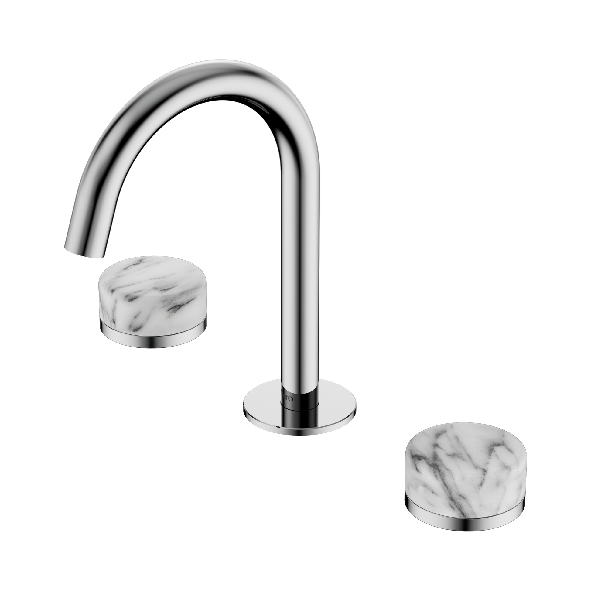 Nero Serenity Basin Set Arc Spout With Arabescato Corchia Handle, Chrome