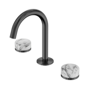Nero Serenity Basin Set Arc Spout With Arabescato Corchia Handle, Gun Metal