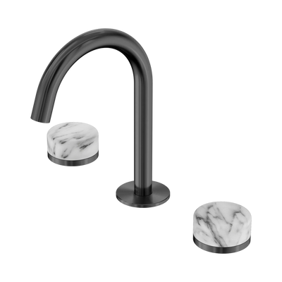 Nero Serenity Basin Set Arc Spout With Arabescato Corchia Handle, Gun Metal