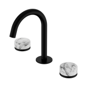 Nero Serenity Basin Set Arc Spout With Arabescato Corchia Handle, Matte Black