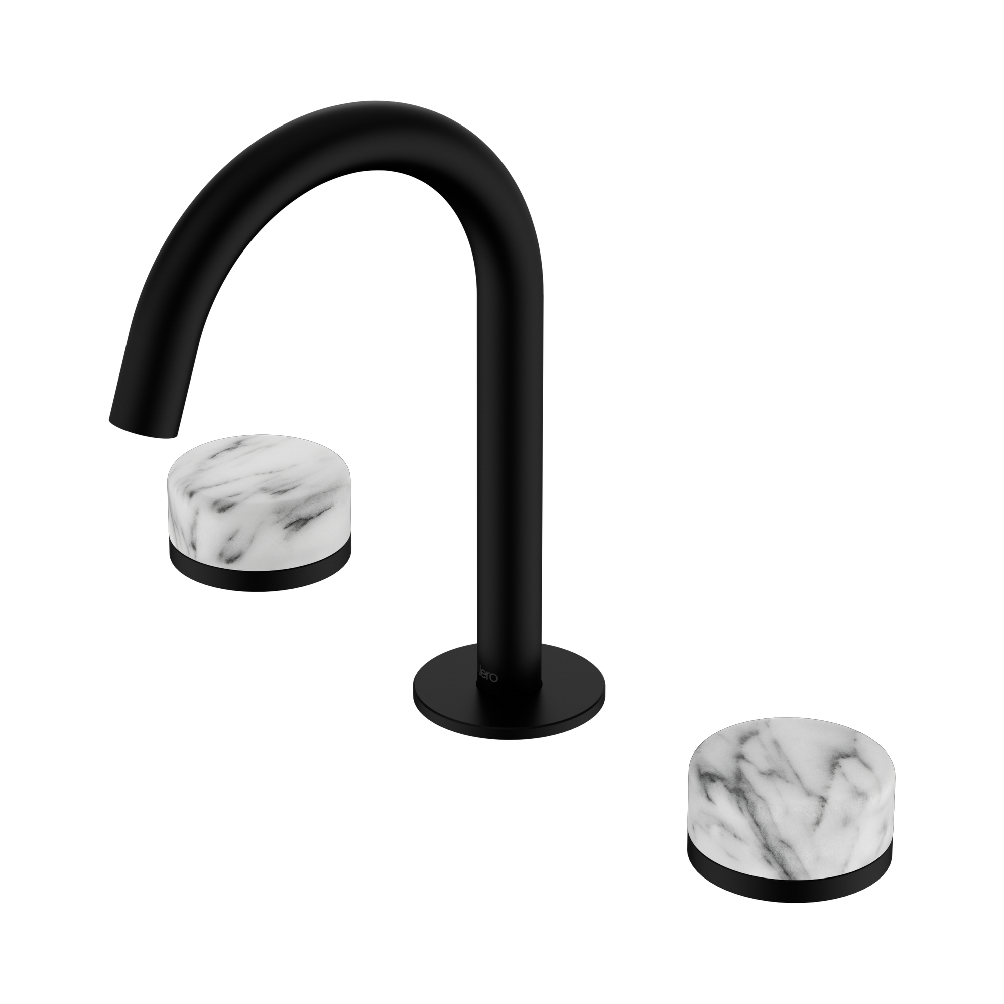 Nero Serenity Basin Set Arc Spout With Arabescato Corchia Handle, Matte Black