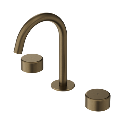 Nero Serenity Basin Set Arc Spout With Metal Handle, Tumbled Antique Brass