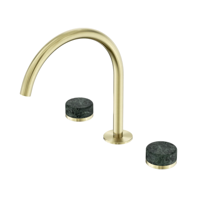 Nero Serenity Bath/Kitchen Set Arc Spout With Verde Alpi Handle, Brushed Gold