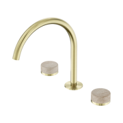 Nero Serenity Bath/Kitchen Set Arc Spout With Rome Travertine Handle, Brushed Gold