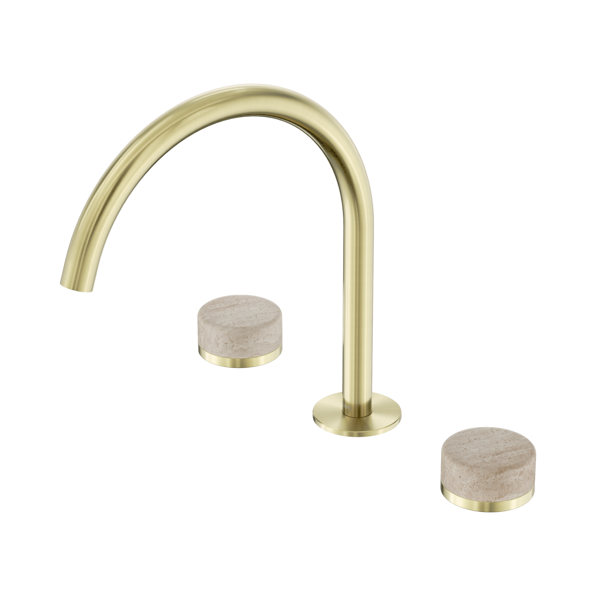 Nero Serenity Bath/Kitchen Set Arc Spout With Rome Travertine Handle, Brushed Gold
