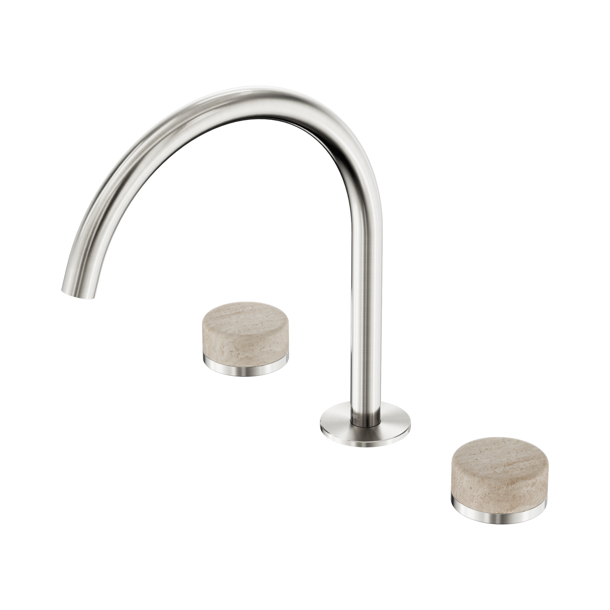 Nero Serenity Bath/Kitchen Set Arc Spout With Rome Travertine Handle, Brushed Nickel