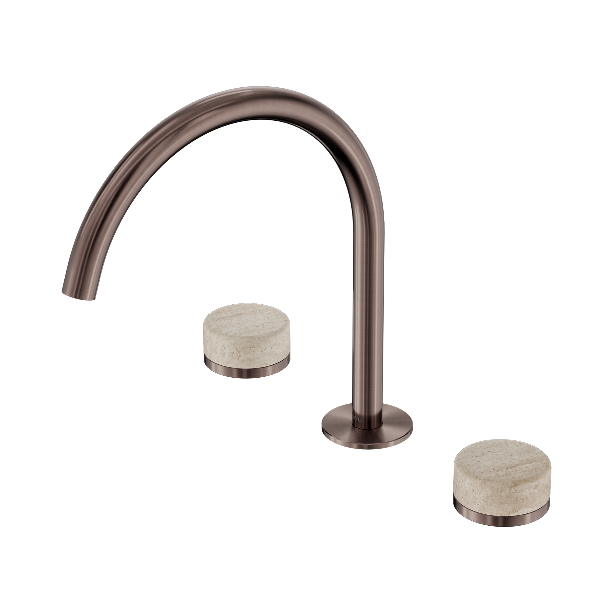 Nero Serenity Bath/Kitchen Set Arc Spout With Rome Travertine Handle, Brushed Bronze