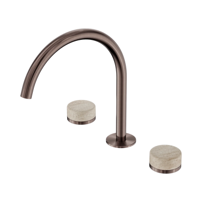 Nero Serenity Bath/Kitchen Set Arc Spout With Rome Travertine Handle, Brushed Bronze