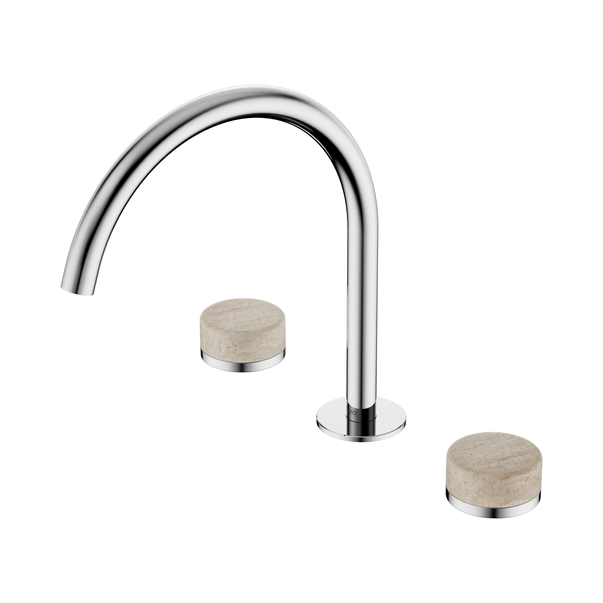 Nero Serenity Bath/Kitchen Set Arc Spout With Rome Travertine Handle, Chrome