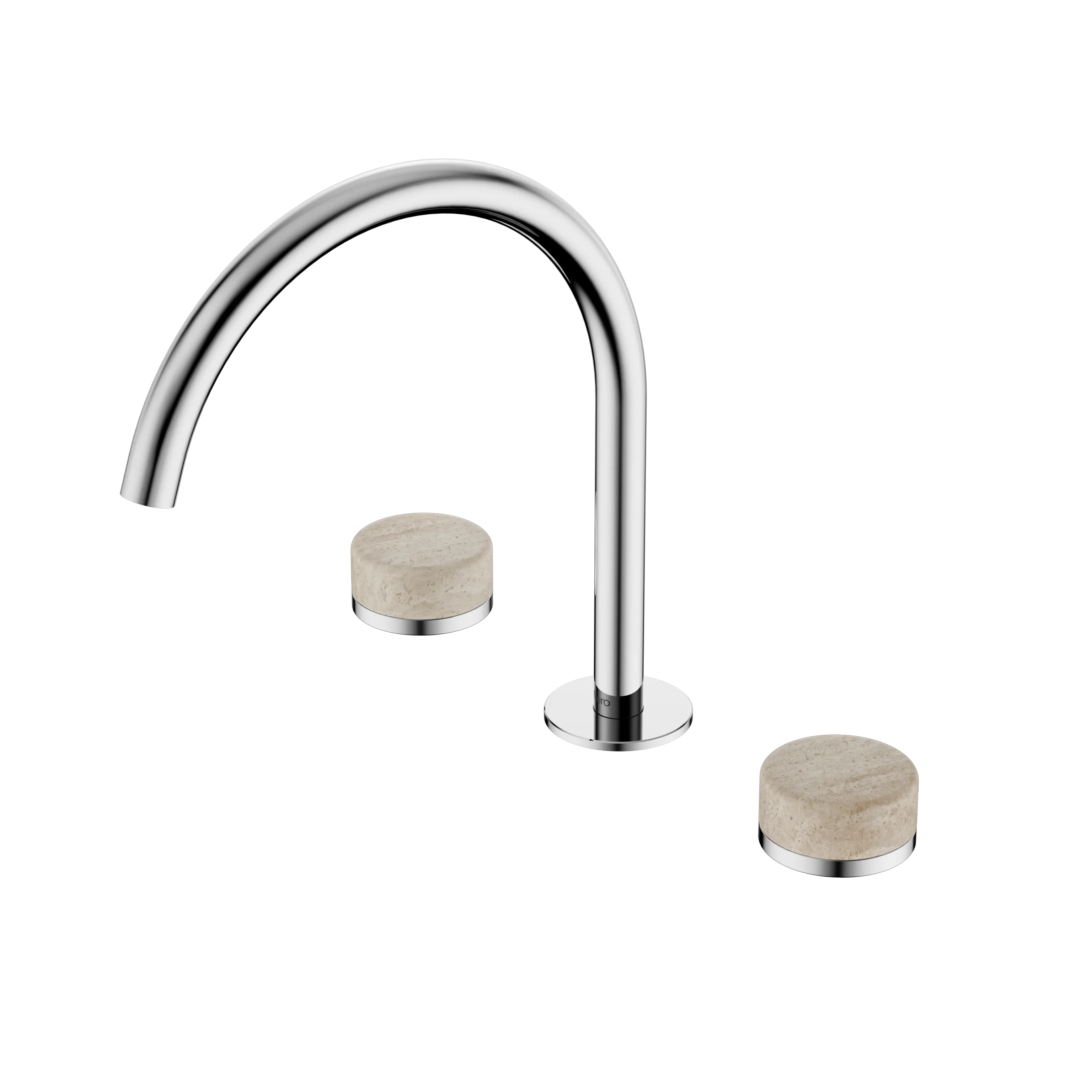 Nero Serenity Bath/Kitchen Set Arc Spout With Rome Travertine Handle