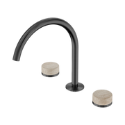 Nero Serenity Bath/Kitchen Set Arc Spout With Rome Travertine Handle, Gun Metal