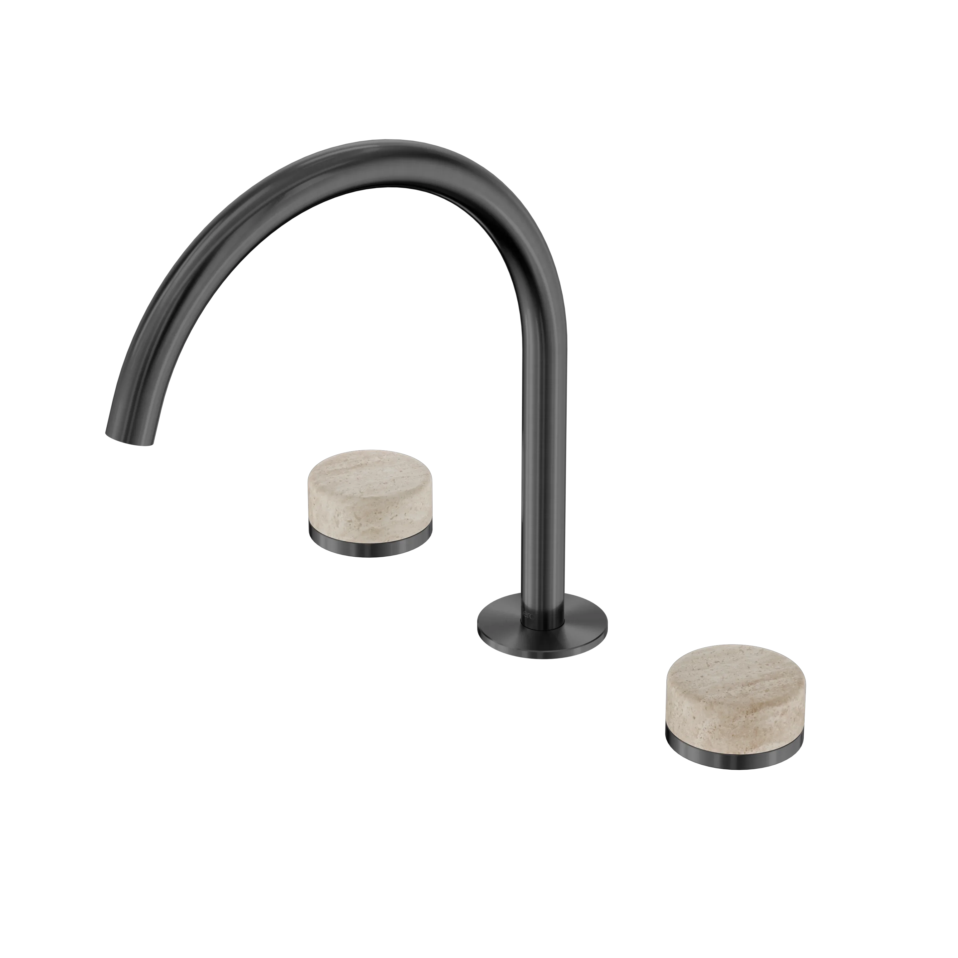 Nero Serenity Bath/Kitchen Set Arc Spout With Rome Travertine Handle