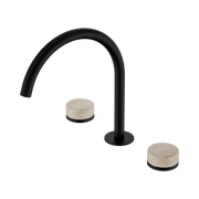 Nero Serenity Bath/Kitchen Set Arc Spout With Rome Travertine Handle, Matte Black