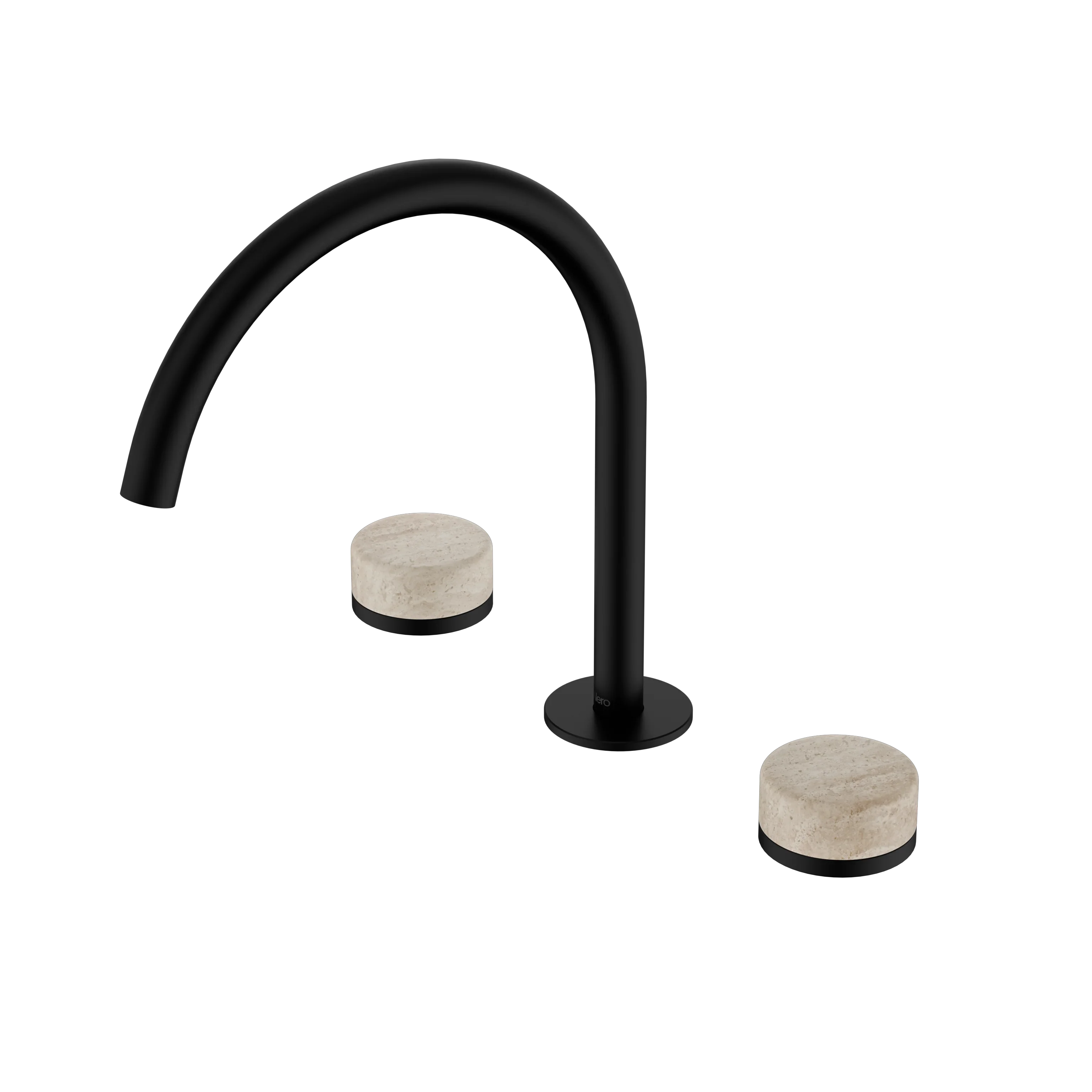 Nero Serenity Bath/Kitchen Set Arc Spout With Rome Travertine Handle