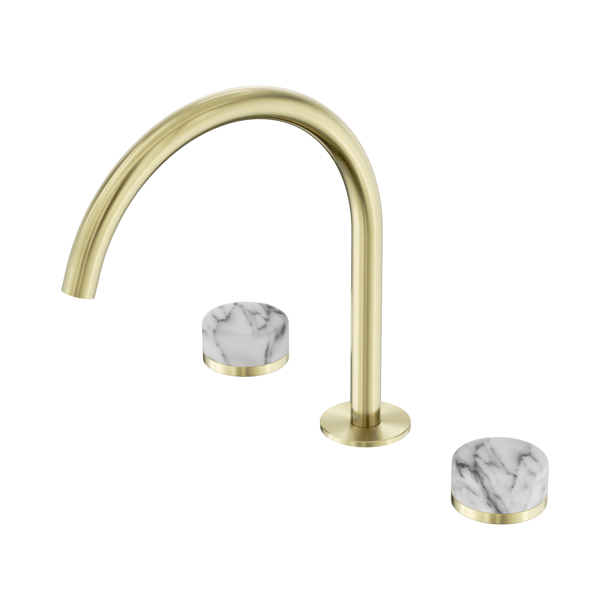 Nero Serenity Bath/Kitchen Set Arc Spout With Arabescato Corchia Handle, Brushed Gold