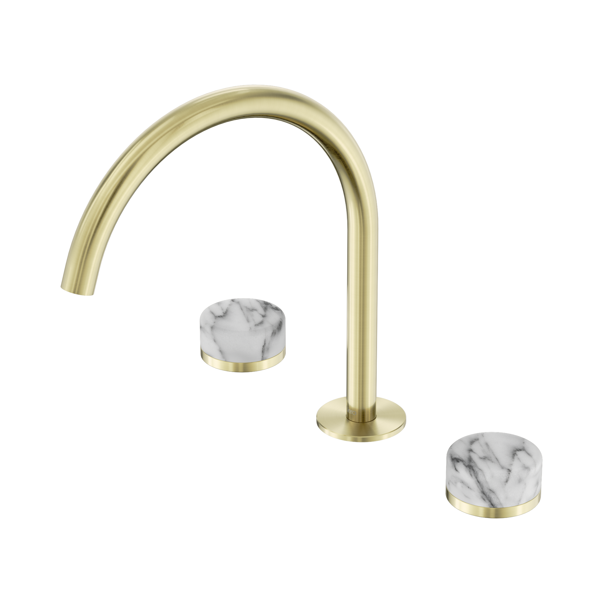 Nero Serenity Bath/Kitchen Set Arc Spout With Arabescato Corchia Handle, Brushed Gold